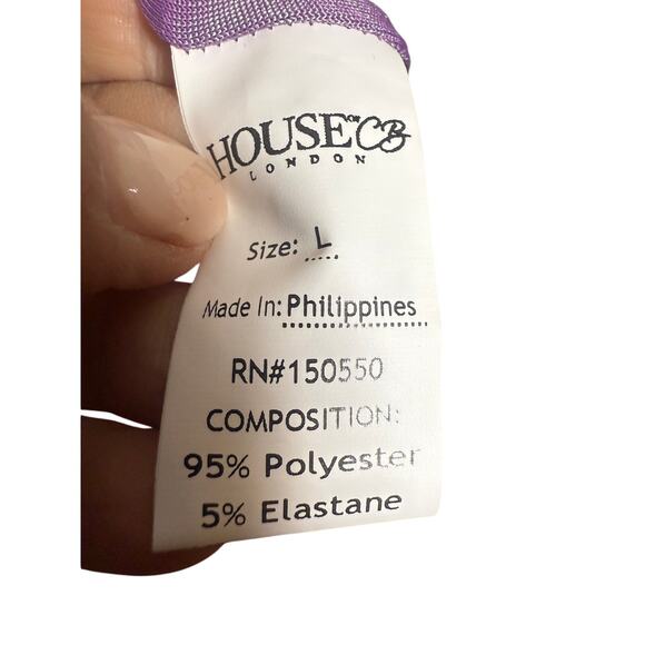 House of CB Kasia Purple Swirl Cutout Midi Dress Sz. L - Picture 8 of 9